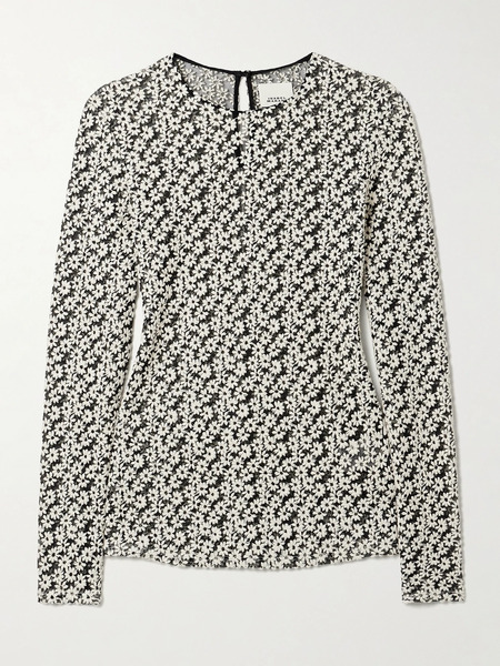  Isabel Marant Isabel Marant - Soline Embroidered Cotton-blend Tulle Top - Gray 
