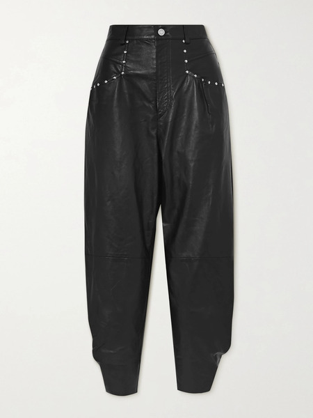  Isabel Marant Isabel Marant - Studded Leather Tapered Pants - Black 
