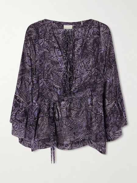  Isabel Marant Isabel Marant - Tekia Belted Silk Top - Navy 