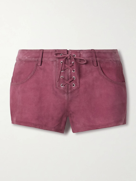  Isabel Marant Isabel Marant - Vanel Lace-up Suede Shorts - Plum 