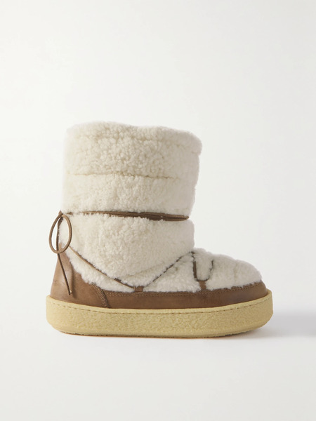  Isabel Marant Isabel Marant - Zimlee Shearling And Leather Ankle Boots - Ecru 