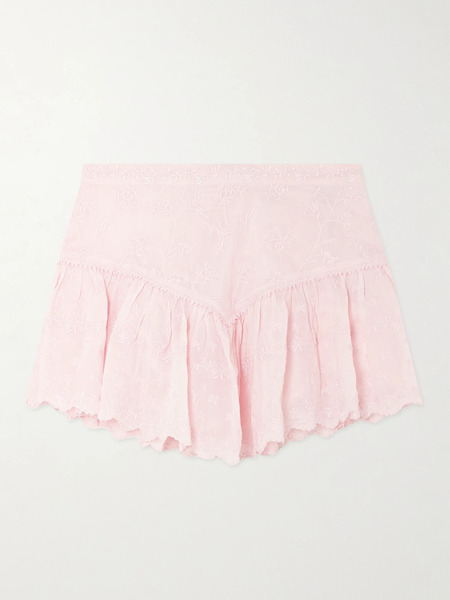  Isabel Marant Isabel Marant - Zoelia Embroidered Scalloped Cotton And Silk-blend Mini Skirt - Pink 