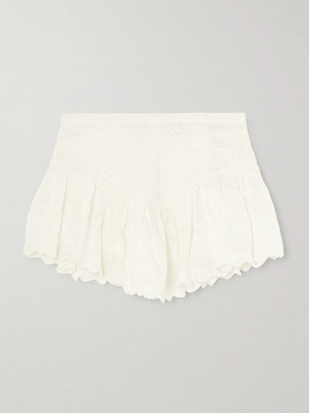  Isabel Marant Isabel Marant - Zoelia Embroidered Scalloped Cotton And Silk-blend Mini Skirt - White 
