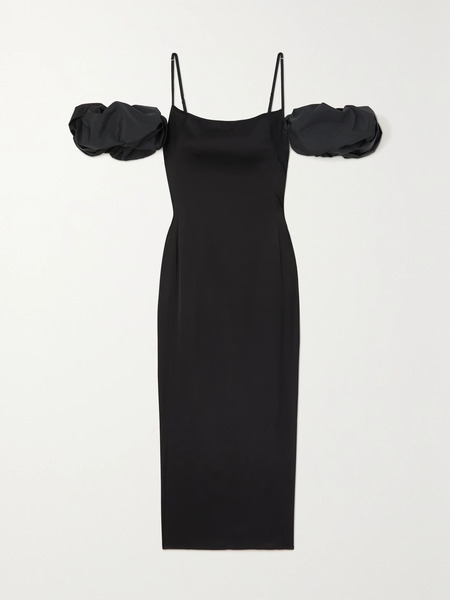  Jacquemus Jacquemus - Chouchou Convertible Duchesse-satin Midi Dress - Black 