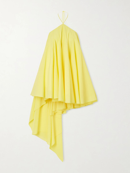  Jacquemus Jacquemus - Courte Asymmetric Cotton-blend Crepon Halterneck Dress - Yellow 