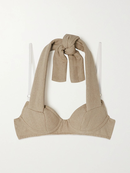  Jacquemus Jacquemus - Cuscinu Paneled Linen Bralette - Beige 