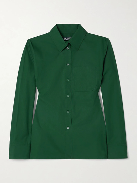  Jacquemus Jacquemus - Cutout Cotton-poplin Shirt - Dark Green 