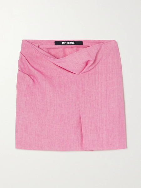  Jacquemus Jacquemus - Cutout Draped Linen Mini Skirt - Fuchsia 