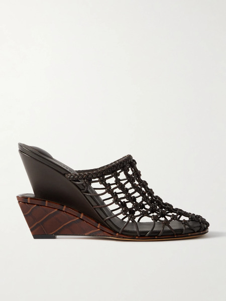 Jacquemus Jacquemus - Double Tressées Knotted Leather Wedge Mules - Chocolate 