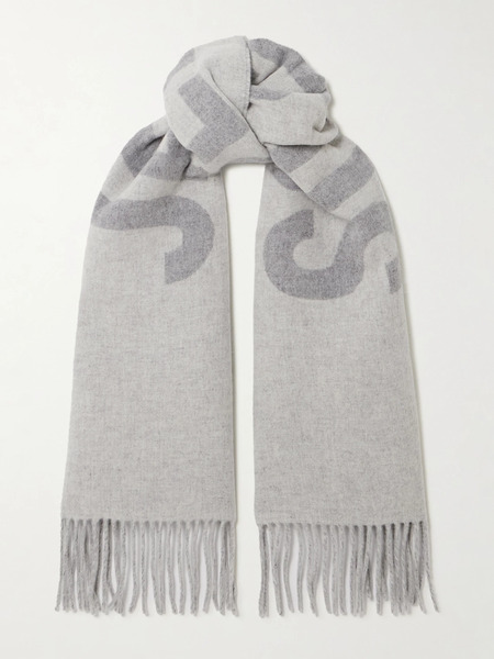  Jacquemus Jacquemus - Fringed Wool-jacquard Scarf - Gray 