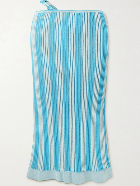  Jacquemus Jacquemus - Gelato Cutout Striped Ribbed Cotton-blend Skirt - Blue 