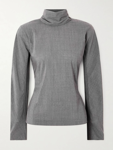 Jacquemus Jacquemus - La Blouse Chale Open-back Tie-detailed Wool-blend Crepe Blouse - Gray 