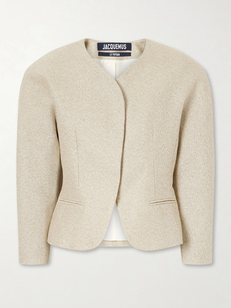  Jacquemus Jacquemus - La Petite Veste Ovalo Cotton And Linen-blend Blazer - Off-white 
