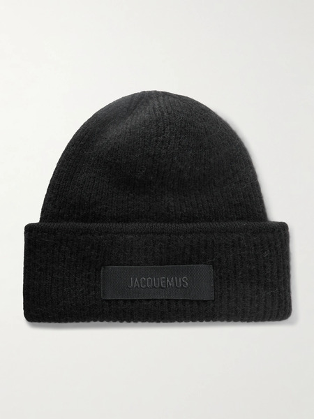  Jacquemus Jacquemus - Le Bonnet Grosgrain-trimmed Ribbed-knit Beanie - Black 