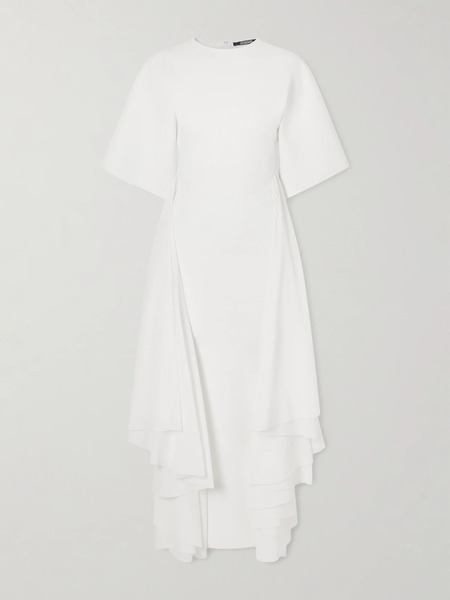  Jacquemus Jacquemus - Mistral Draped Knitted Maxi Dress - White 