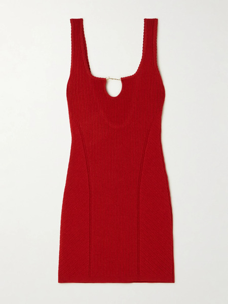  Jacquemus Jacquemus - Sierra Open-back Embellished Knitted Mini Dress - Red 