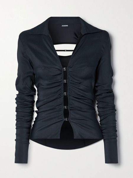  Jacquemus Jacquemus - Soffio Cutout Ruched Stretch-jersey Top - Navy 