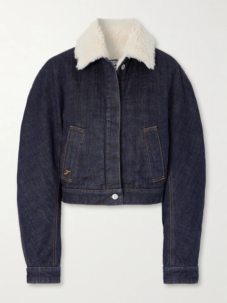  Jacquemus Jacquemus - The Ovalo Fleece-trimmed Raw Denim Jacket - Dark Denim 