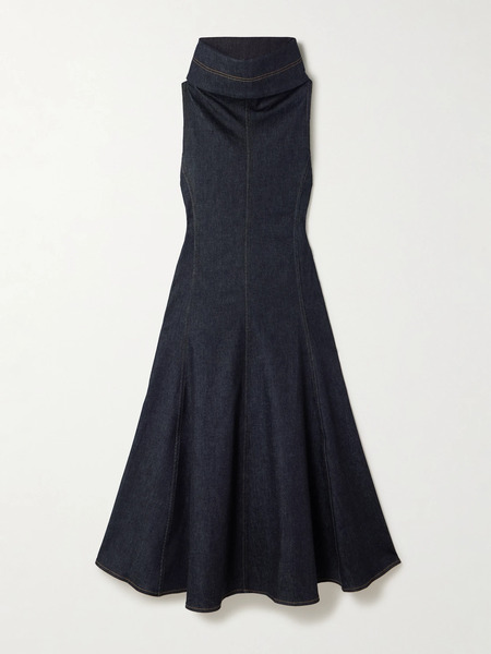  Jacquemus Jacquemus - Triangle De-nîmes Denim Turtleneck Midi Dress - Dark Denim 