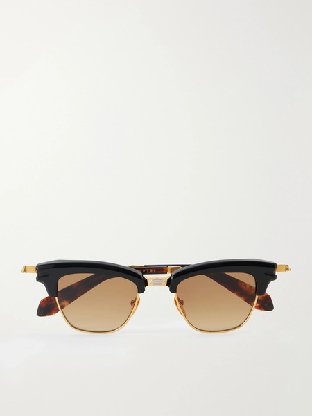  Jacques Marie Mage Jacques Marie Mage - Sartre Round-frame Acetate And Metal Sunglasses - Black 