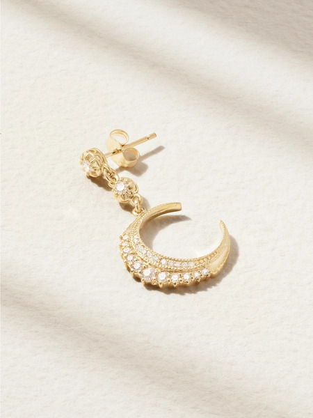  Jacquie Aiche Jacquie Aiche - Crescent Mini 14-karat Gold Diamond Single Earring - One Size 