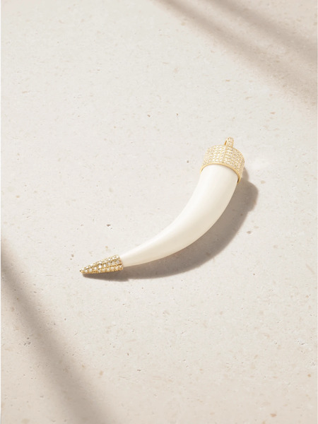  Jacquie Aiche Jacquie Aiche - 14-karat Gold, Diamond And Bone Pendant - White 