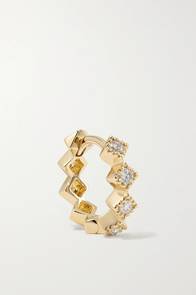  Jacquie Aiche Jacquie Aiche - 14-karat Gold Diamond Single Hoop Earring - One Size 