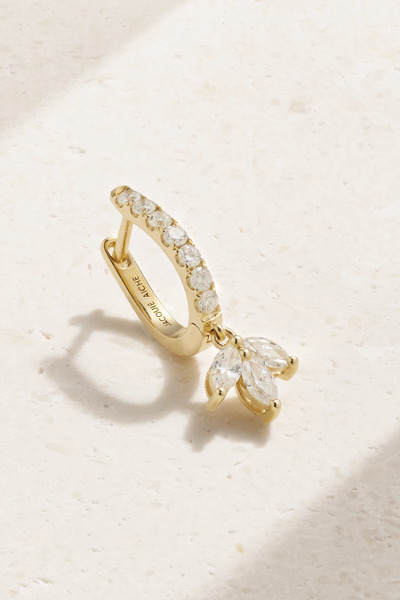  Jacquie Aiche Jacquie Aiche - 14-karat Gold Diamond Single Hoop Earring - One Size 