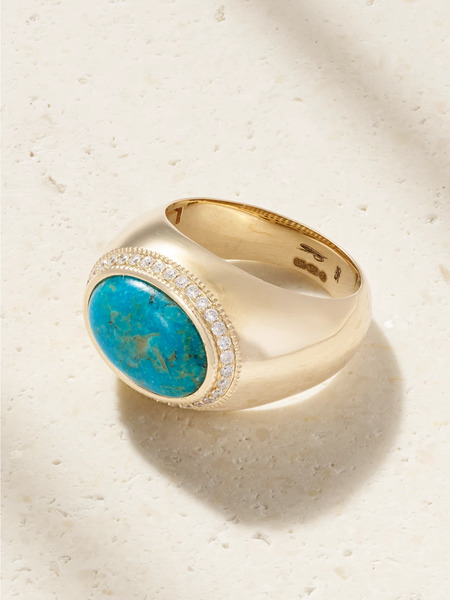  Jacquie Aiche Jacquie Aiche - 14-karat Gold, Turquoise And Diamond Ring - 7 