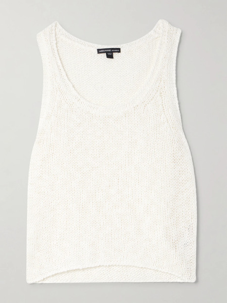  James Perse James Perse - Cotton And Linen-blend Tank - White 