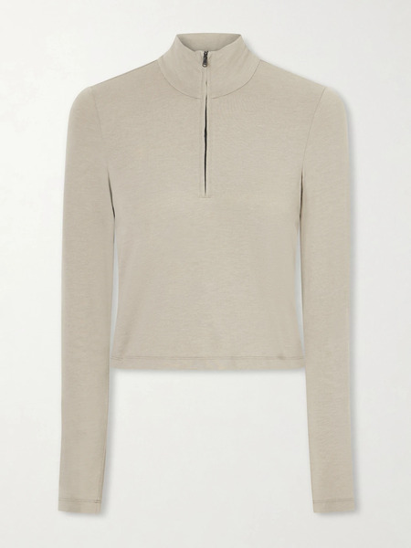  James Perse James Perse - Cropped Cotton-blend Half-zip Top - Beige 