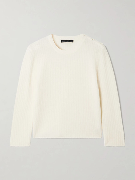  James Perse James Perse - Cropped Ribbed Brushed Wool-blend Sweater - Ivory 