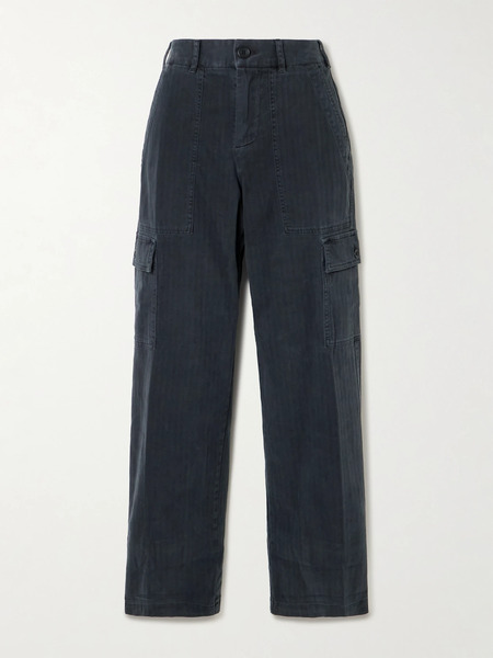  James Perse James Perse - Herringbone Cotton-blend Cargo Pants - Navy 
