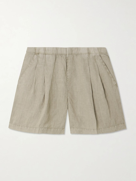  James Perse James Perse - Pleated Linen Shorts - Light Green 
