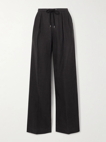  James Perse James Perse - Pleated Linen Wide-leg Pants - Black 