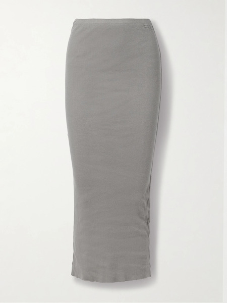  James Perse James Perse - Ribbed Cotton And Cashmere-blend Maxi Skirt - Gray Green 