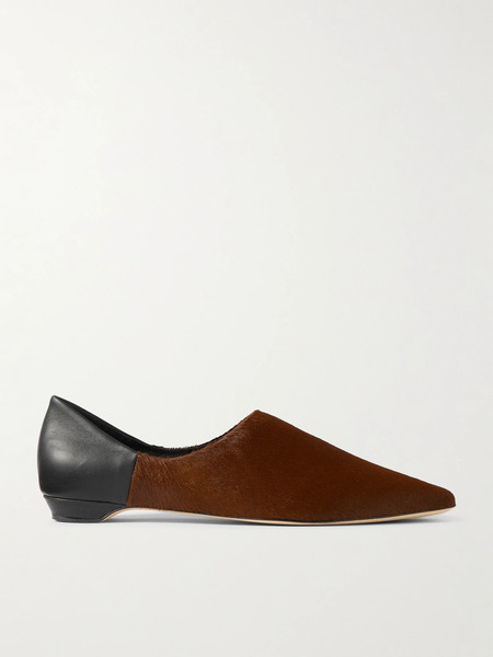  Jamie Haller Jamie Haller - Collapsible-heel Leather And Calf Hair Mules - Brown 