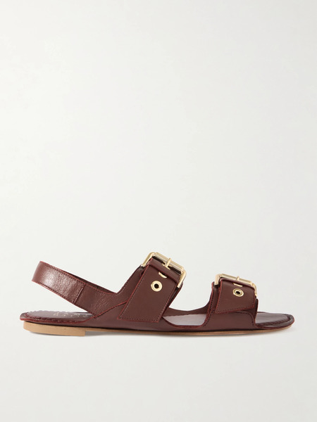  Jamie Haller Jamie Haller - The Double Buckle Leather Sandals - Burgundy 