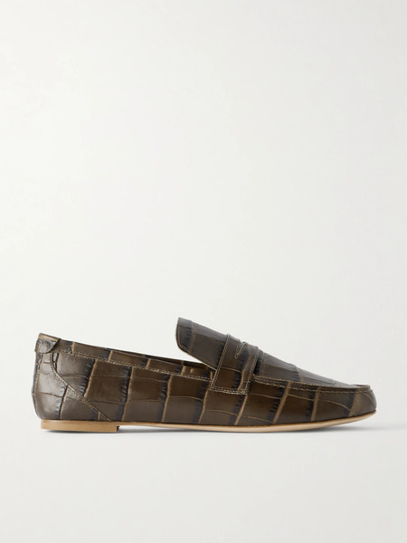 Jamie Haller Jamie Haller - The Penny Croc-effect Leather Loafers - Brown 