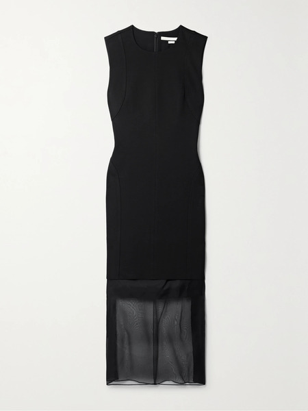  Jason Wu Collection Jason Wu Collection - Silk-trimmed Crepe Midi Dress - Black 