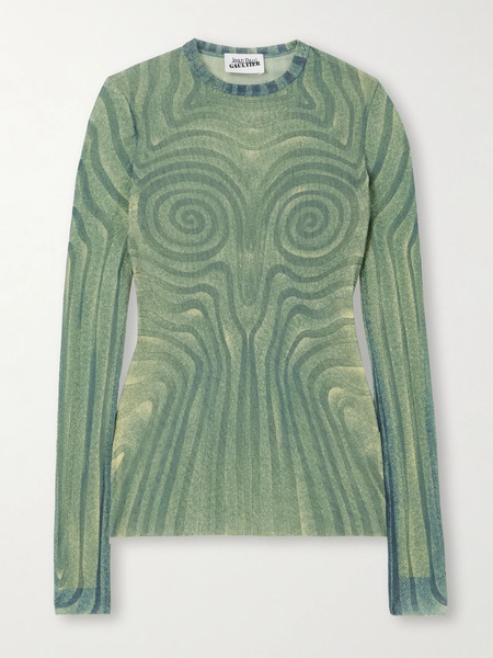  Jean Paul Gaultier Jean Paul Gaultier - Printed Mesh Top - Turquoise 