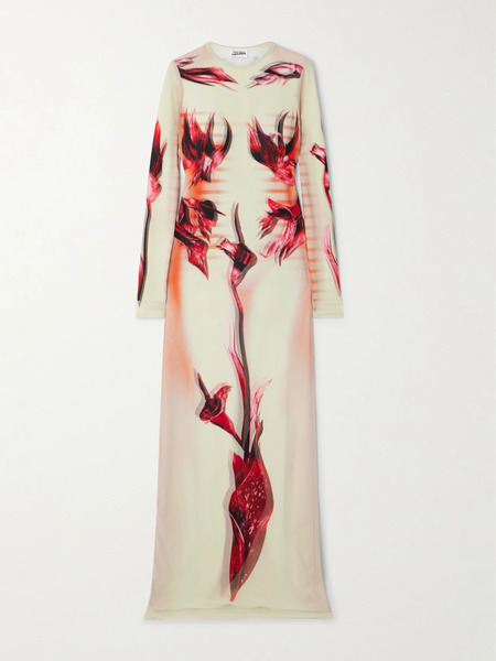  Jean Paul Gaultier Jean Paul Gaultier - Printed Stretch-mesh Maxi Dress - Off-white 