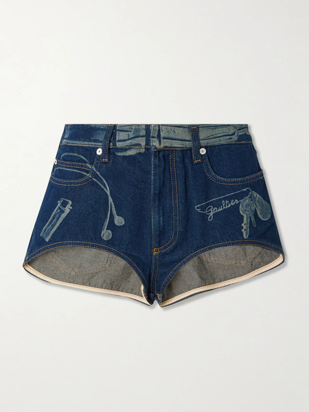  Jean Paul Gaultier Jean Paul Gaultier - Trompe-l'ail Printed Denim Shorts - Mid Denim 