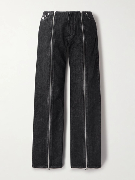  Jean Paul Gaultier Jean Paul Gaultier - Zip-embellished Straight-leg Jeans - Black 