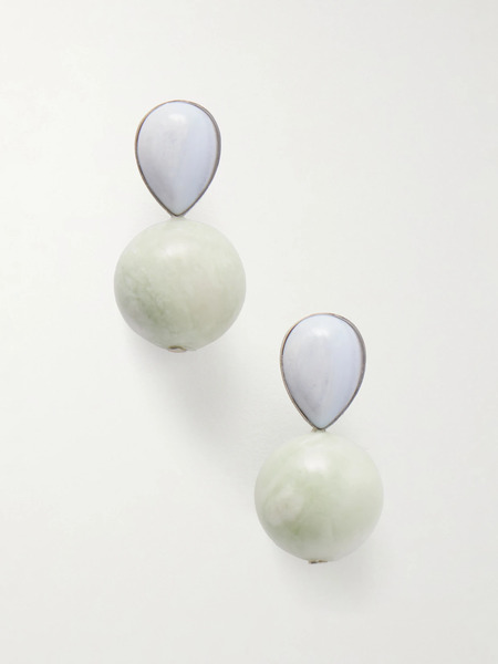  Jennifer Behr Jennifer Behr - Allison Silver-tone Jade Earrings - Blue 