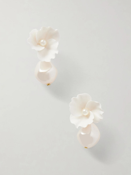  Jennifer Behr Jennifer Behr - Clarabel Gold-tone Pearl Earrings - Ivory 