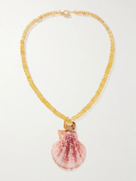  Jennifer Behr Jennifer Behr - Roma Gold-plated, Citrine, Shell And Crystal Necklace - Red 