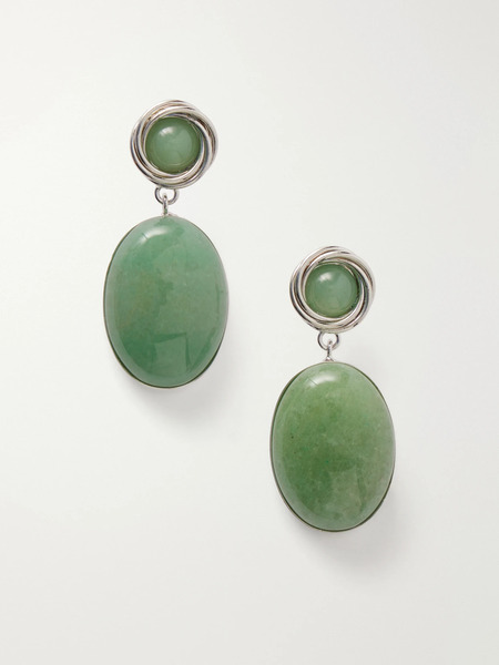  Jennifer Behr Jennifer Behr - Ruthie Silver-tone Aventurine Earrings - Green 