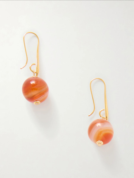  Jennifer Behr Jennifer Behr - Serenity Gold-tone Agate Earrings - Orange 