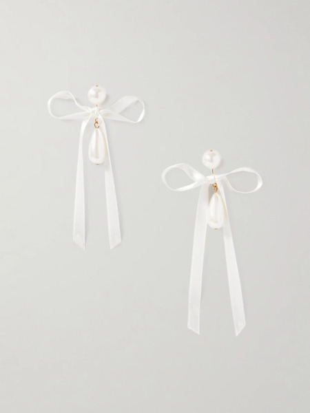  Jennifer Behr Jennifer Behr - Sylvie Gold-plated, Faux Pearl And Silk Earrings - White 
